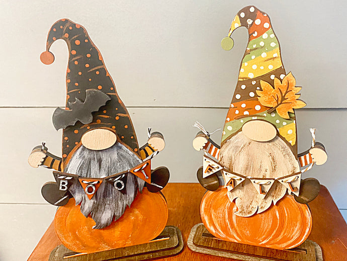 Gnome on a Pumpkin Shelf Sitter