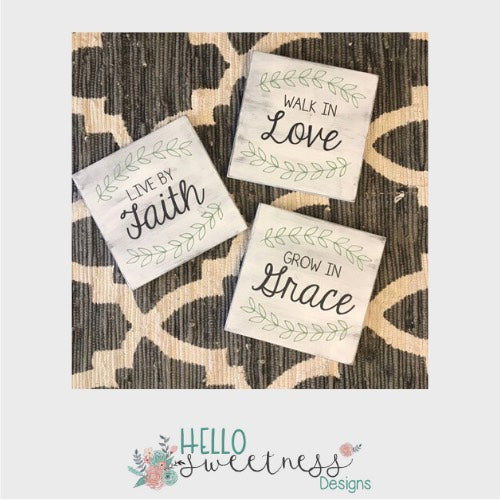 set of three signs faith love grace - Hello Sweetness Designs
