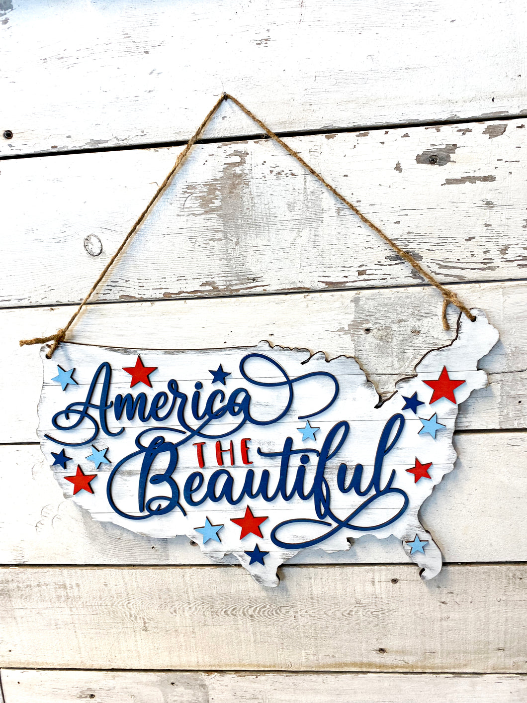 America the Beautiful Patriotic Door Hanger