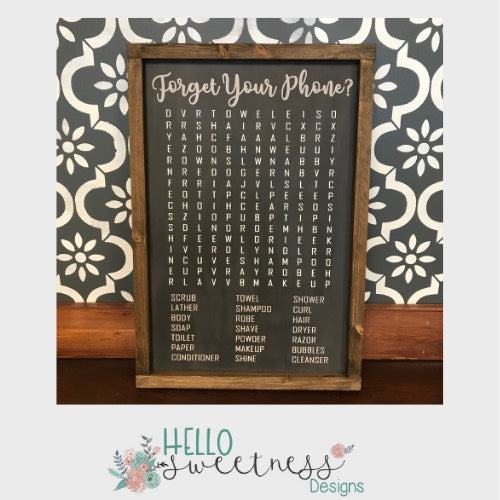 forget your phone word search bathroom sign - Hello Sweetness Designs