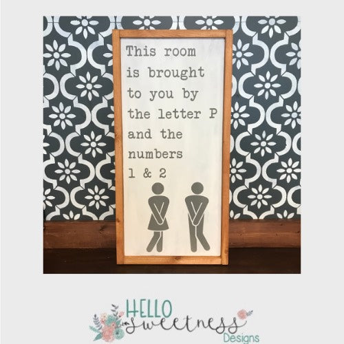 bathroom sign letter p numbers 1 & 2 - Hello Sweetness Designs