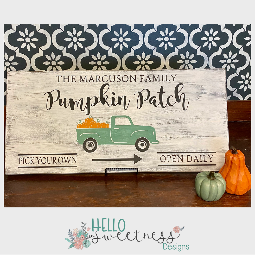 Personalized Fall Pumpkin Patch Sign - Hello Sweetness Designs